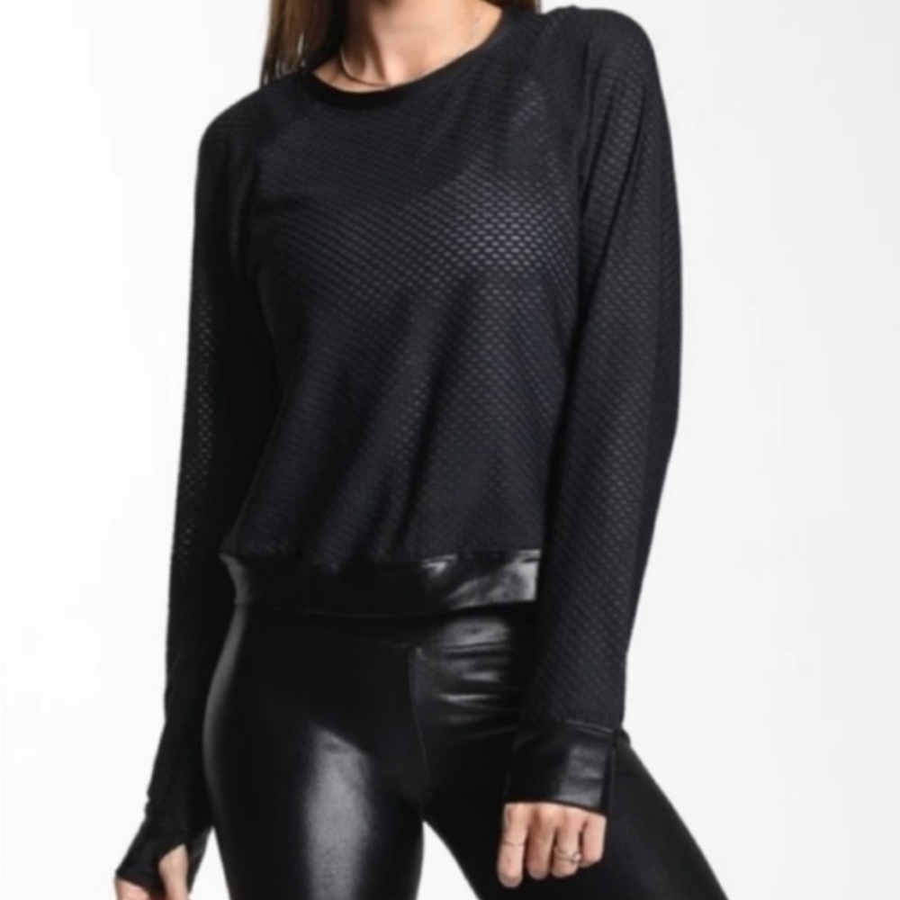 Koral Black Long-Sleeve Sofia Mesh Pullover Top Activewear